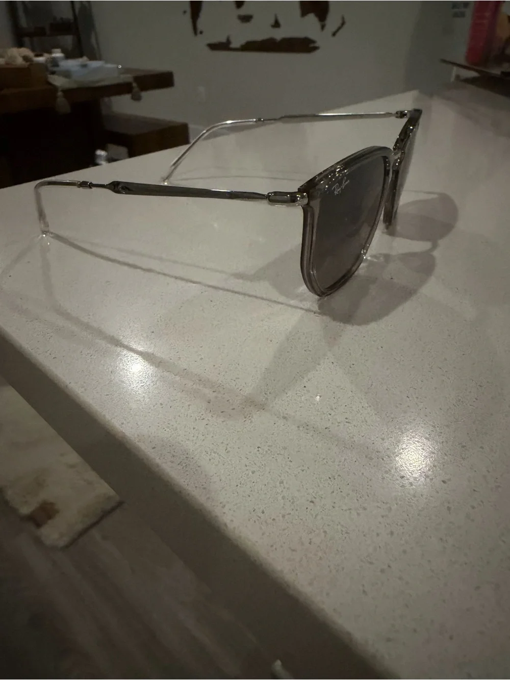 Ray-Ban Men's Translucent Taupe Frame with Gray Gradient Lenses Sunglasses